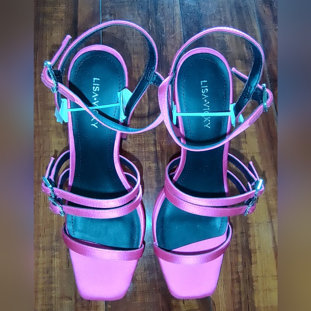 LISA VICKYBabe Strappy Platform Sandal In Raspberry Size 9 - Picture 4 of 9